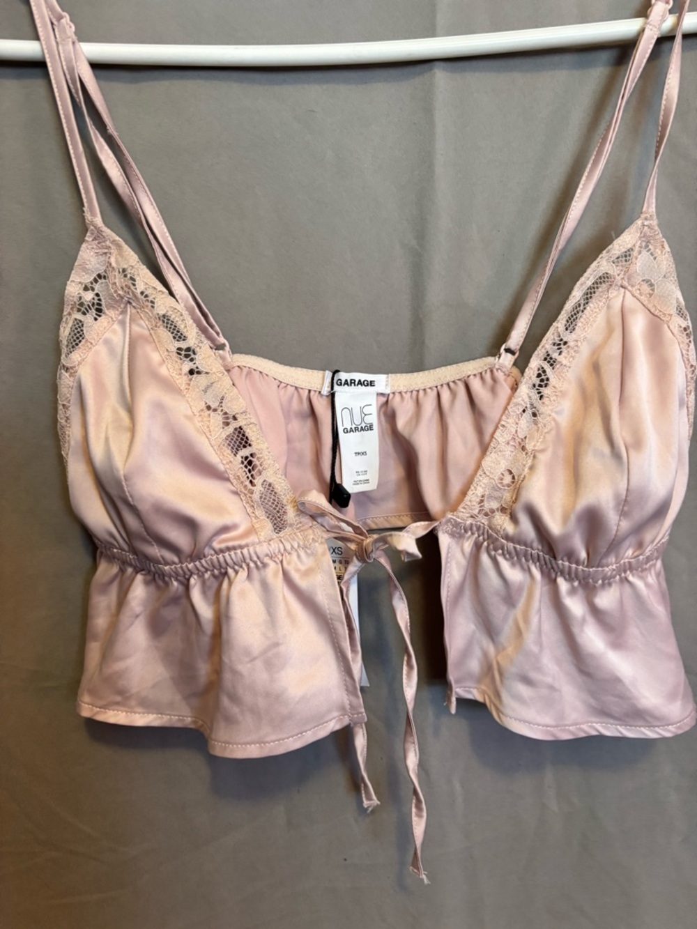 Garage Satin Lace-Trim Bralette in Light Pink - Picture 3 of 6